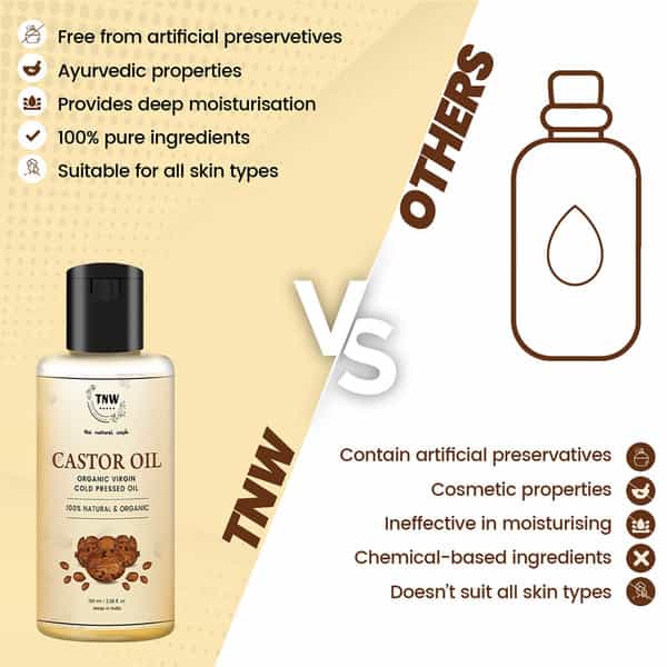 Tnw The Natural Wash Castor Oil For Hair Skin & Nails Organic Virgin Cold Pressed Oil - 100 Ml