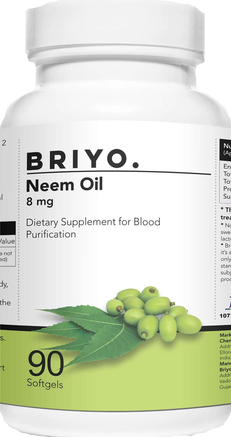 Briyo Dietary Supplement - Neem Oil Blood Purifier Softgels - Pack Of 1 (90 Softgels)