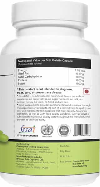 Briyo Dietary Supplement - Neem Oil Blood Purifier Softgels - Pack Of 1 (90 Softgels)
