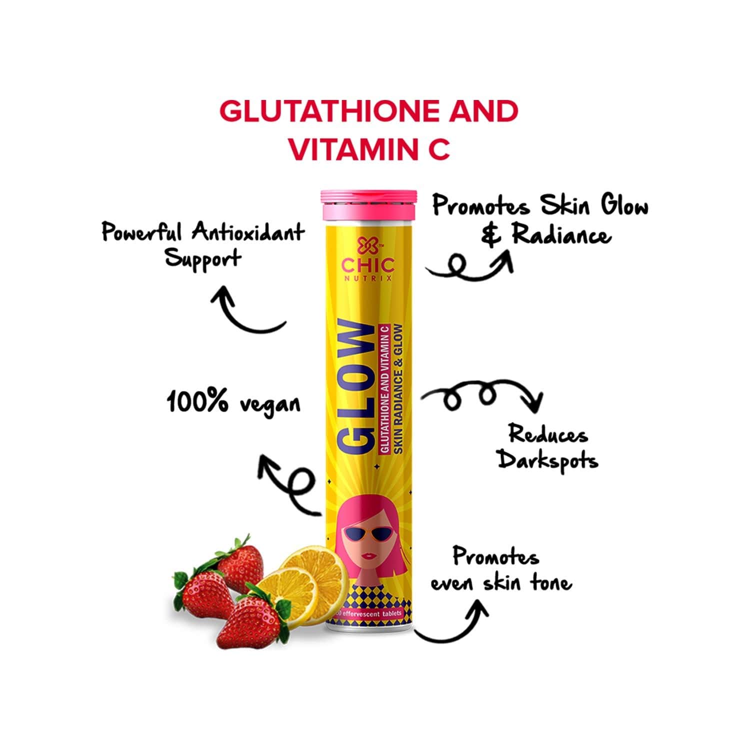 Buy Chicnutrix Glow Glutathione And Vitamin C Strawberry & Lemon
