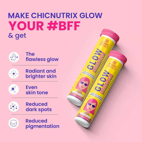 Chicnutrix Glow Glutathione And Vitamin C Strawberry & Lemon Vitamin Tablets Bottle Of 20