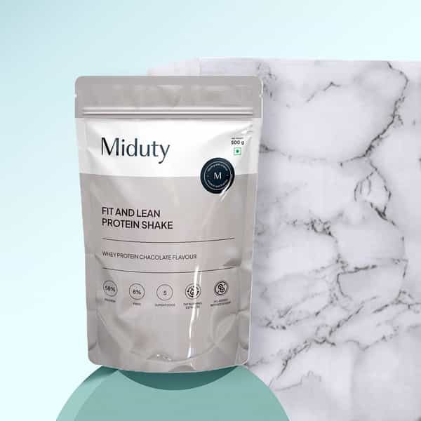 Miduty Fit & Lean Protein Shake -Whey Protein Isolate-Weight Loss-Muscle Recovery-Chocolate - 500Gm