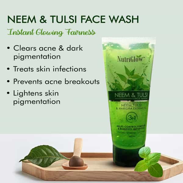 Nutriglow Neem & Tulsi Face Wash For Pimple Care Solution - Set Of 2(65 Ml Each)