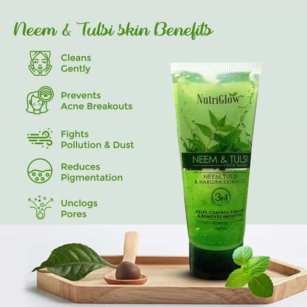 Nutriglow Neem & Tulsi Face Wash For Pimple Care Solution - Set Of 2(65 Ml Each)