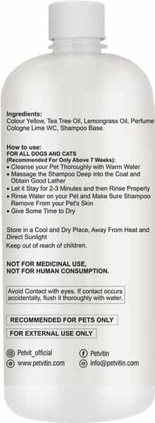 Petvit Anti Itch Shampoo With Tea Tree Oil & Lemon Grass Oil For All Breed Dog/Cat -1000 Ml