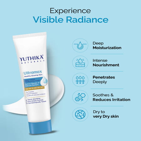 Yuthika Ultramax Moisturizing Cream 80Ml | For Very Dry Skin | No Paraben | Dermat-Tested