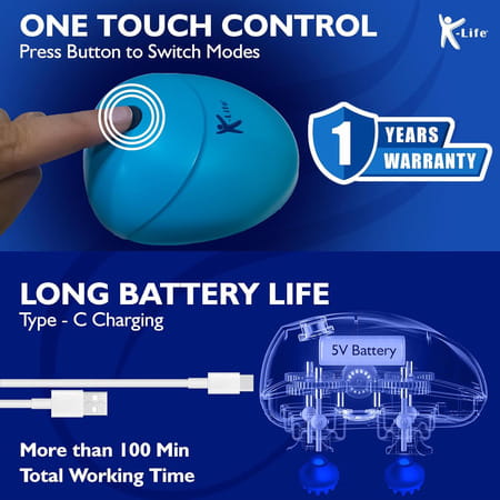 K-Life Head & Scalp Massager | 96 Silicone Points | 3 Speeds | Portable Stress Relief 1 Nos