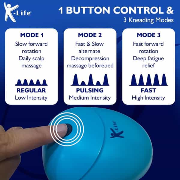 K-Life Head & Scalp Massager | 96 Silicone Points | 3 Speeds | Portable Stress Relief 1 Nos