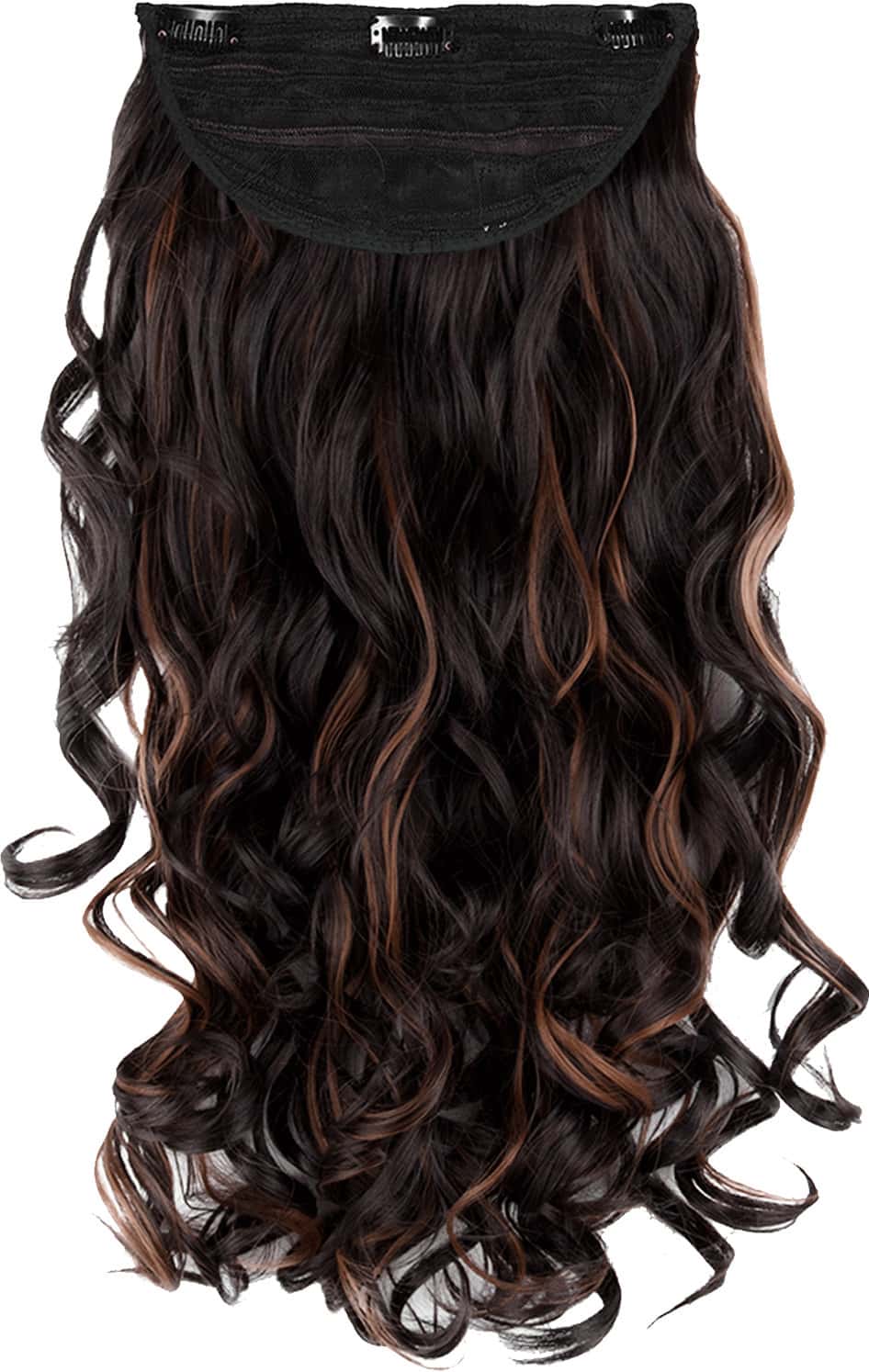 Streak Street Clip-In 24'' Soft Curls Dark Brown Hair Extensions With Copper Highlights