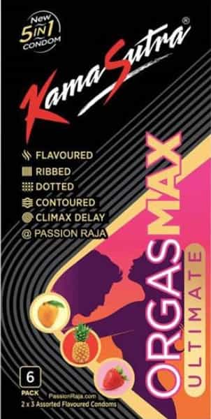 Kamasutra Orgasmax Ultimate 5-In-1 Multi Flavour Packet Of 6 Condoms