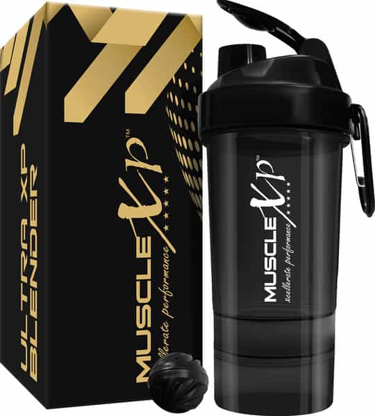 Musclexp Gym Shaker Ultra Xp Blender 650 Ml With 2 Compartments For Protein Sipper Bottle (Black)