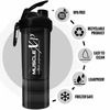 Musclexp Gym Shaker Ultra Xp Blender 650 Ml With 2 Compartments For Protein Sipper Bottle (Black)