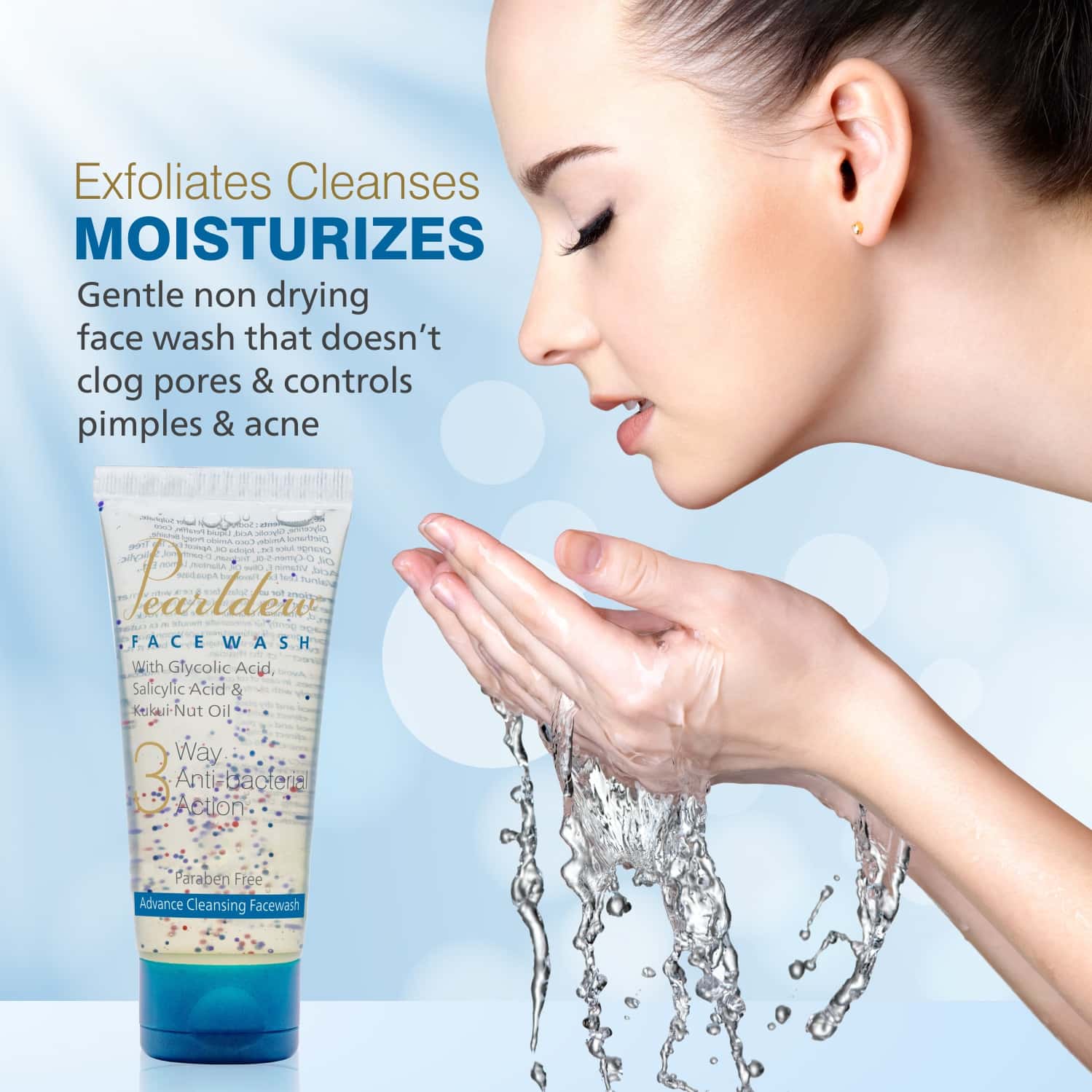 Buy PEARLDEW 3 WAY ANTIBACTERIAL FACE WASH 100 ML SALICYLIC ACID 0.5