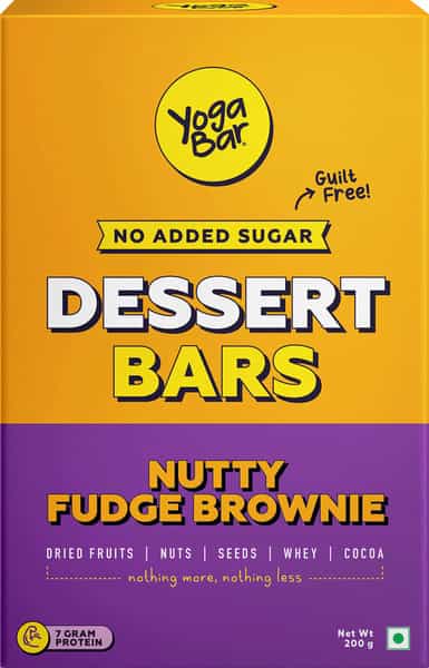 Yoga Bar Nutty Fudge Brownie Dessert Bar Variety Box Of 5X40g - 200Gm
