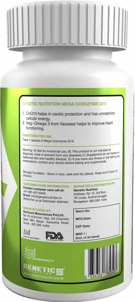 Genetic Nutrition - Mega Coenzyme Q10 30 Capsules