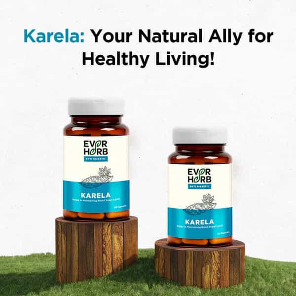 Everherb Karela - Blood Sugar Control - Lowers Bad Cholestrol - Bottle Of 60 Capsules (By Pharmeasy)