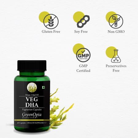 Greenopia Vegetarian Dha Omega-3 From Algal Oil | 60 Liquid Filled Vegetarian Capsules