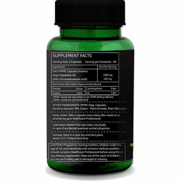 Greenopia Vegetarian Dha Omega-3 From Algal Oil | 60 Liquid Filled Vegetarian Capsules