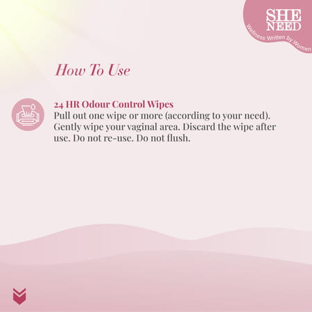 Sheneed Feminine Intimate 24hr Odour Control Wipes|Rescue From Leakage & Uti|Gynac Approved|10n X 2