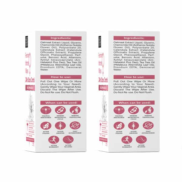 Sheneed Feminine Intimate 24Hr Odour Control Wipes|Rescue From Leakage & Uti|Gynac Approved|10N X 2