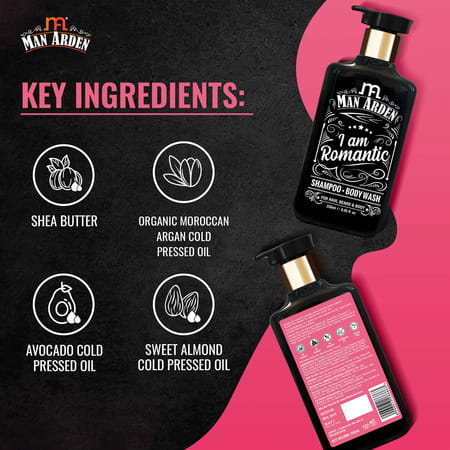 Man Arden Romantic Combo- Romantic Shampoo - Body Wash 250ml + De Tan Coffee Face Scrub100ml
