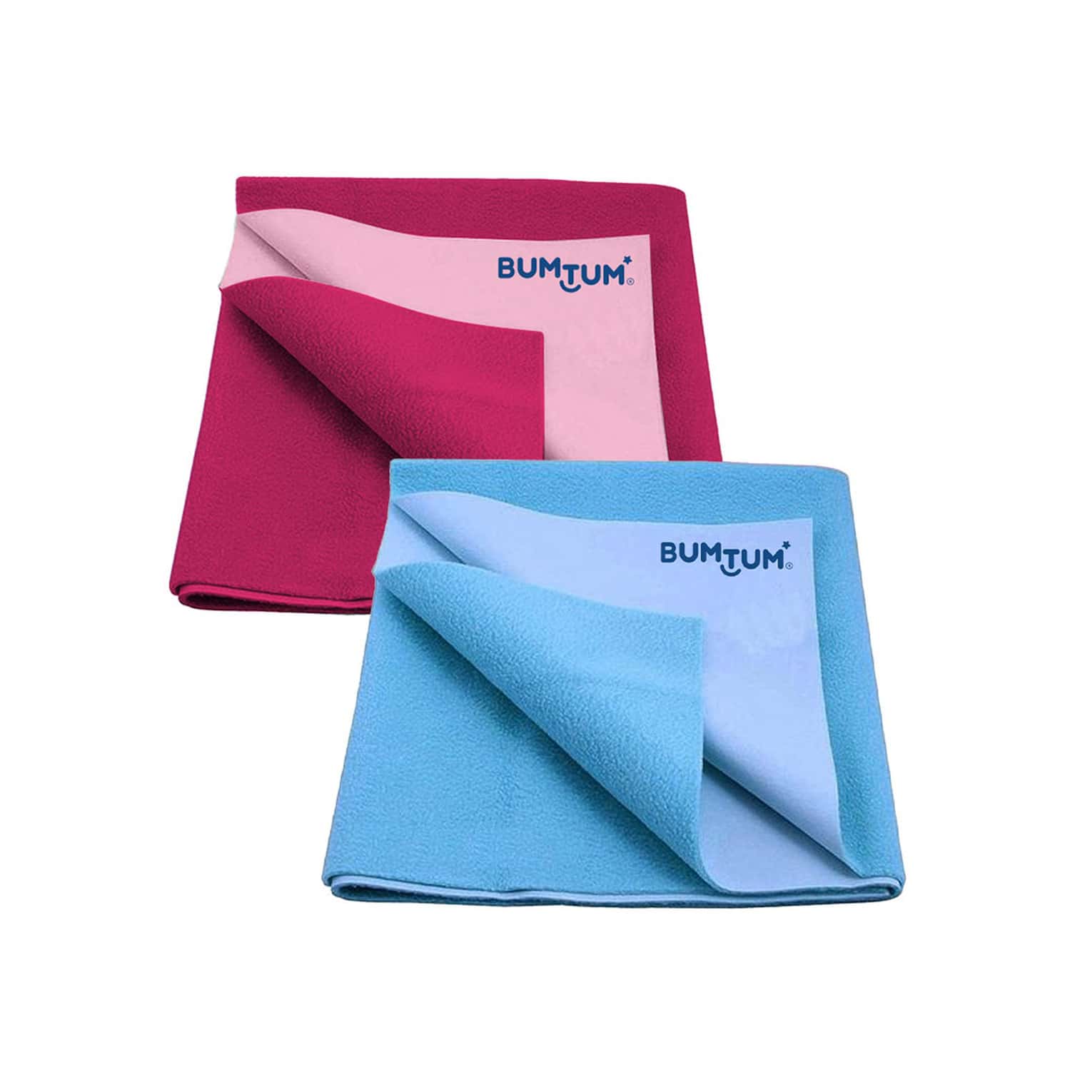Bumtum Dry Sheet Leakproof Baby Bed Protector (Hot Pink + Aqua Blue Small Size 50*70cm|Pack Of 2)