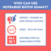Nutrabud Biotin Hair Gummies | No Added Sugar | Hair | Skin & Nails | Strawberry Flavor | 60 Gummies