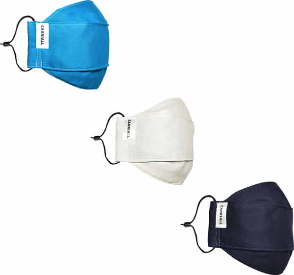 Carriall Adult Unisex 3 Layer Reusable Washable Cotton Mask (Camsl085) Pack Of 3