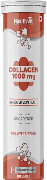 Healthvit Collagen 1000Mg Collagen Peptides - 10 Effervescent Tablets Pineapple Flavor