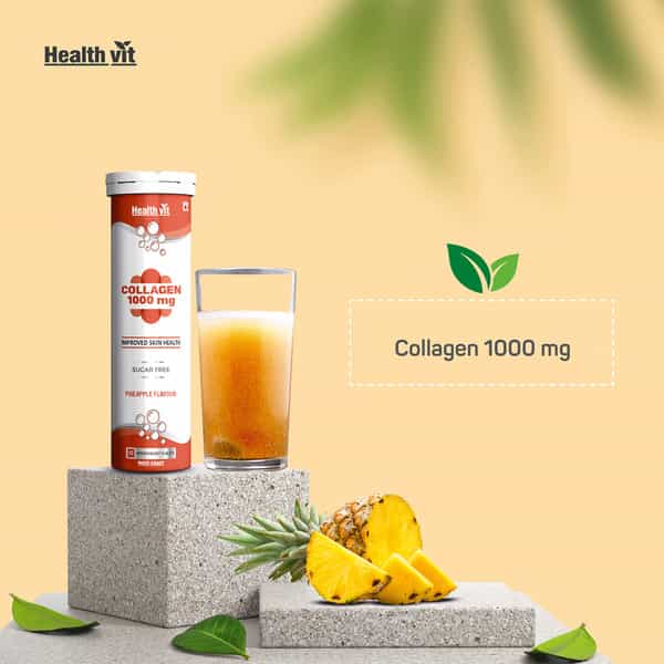 Healthvit Collagen 1000Mg Collagen Peptides - 10 Effervescent Tablets Pineapple Flavor