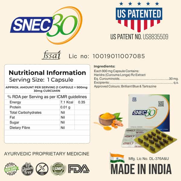 Snec 30 - Nano Curcumin Turmeric Capsules Pack Of 60 Capsules