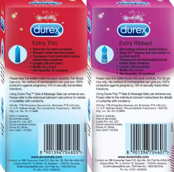 Durex Multi-Pack Condoms For Men (Extra Ribbed Extra Thin) - 10 Count (Pack Of 2)