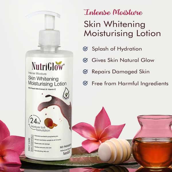 Nutriglow Intense Moisture Skin Whitening Lotion Peach Milk Extract & Vitamin E 500Ml
