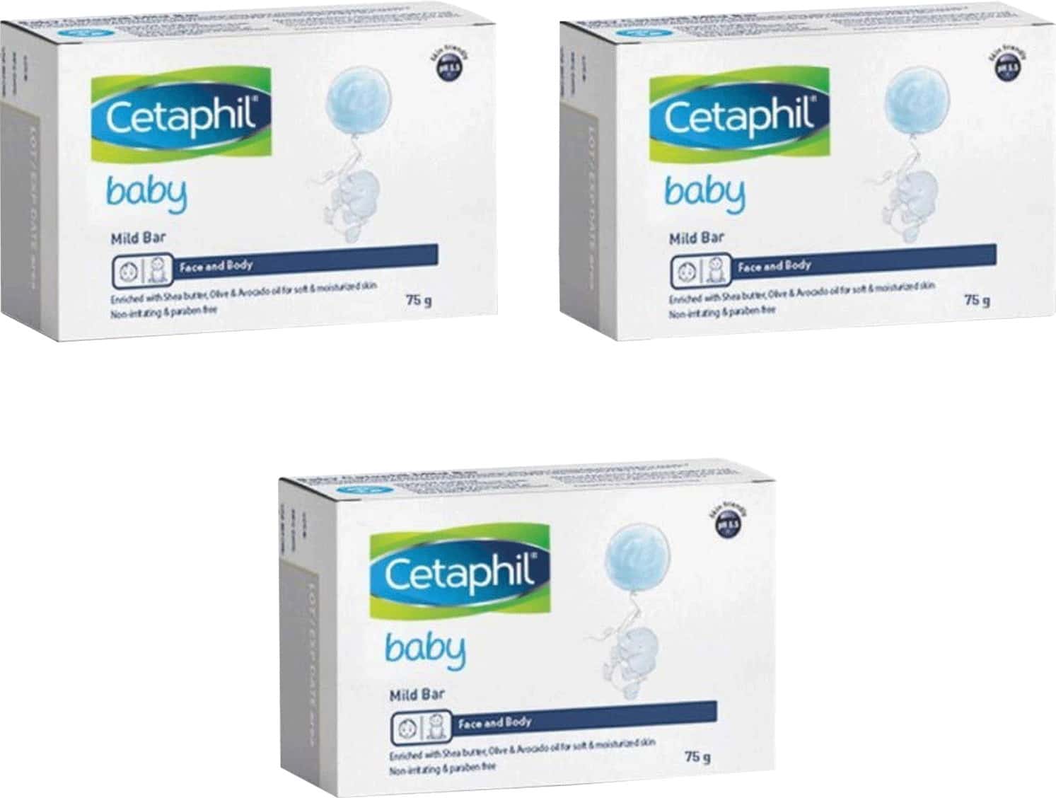 Buy CETAPHIL BABY MILD BAR FOR FACE AND BODY PACK OF 3 (75G X 3