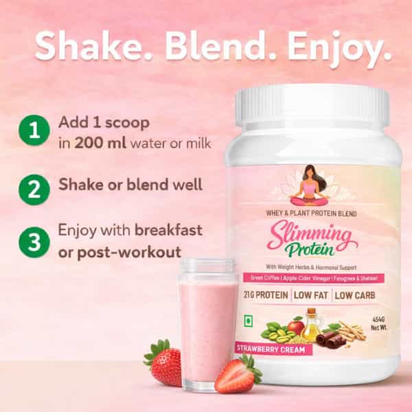 Sos Nutrition Slimming Women Whey Plant Protein With Weight Loss Herbs | Strawberry Shake 454G