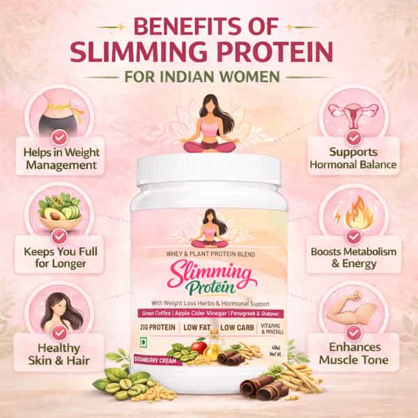 Sos Nutrition Slimming Women Whey Plant Protein With Weight Loss Herbs | Strawberry Shake 454G