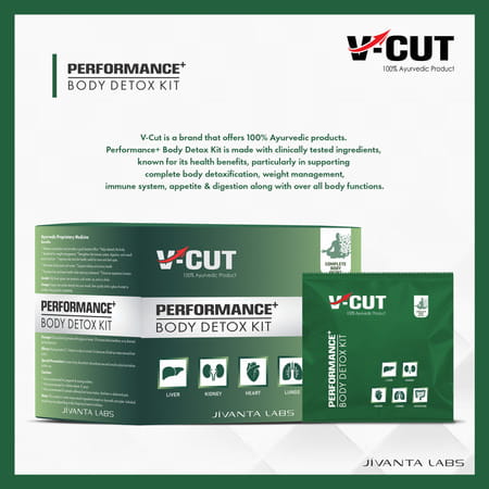 V-Cut Ayurvedic Body Detox Kit Herbal Detox | Liver Heart Kidney Lungs Metabolic Support -15 Sachets