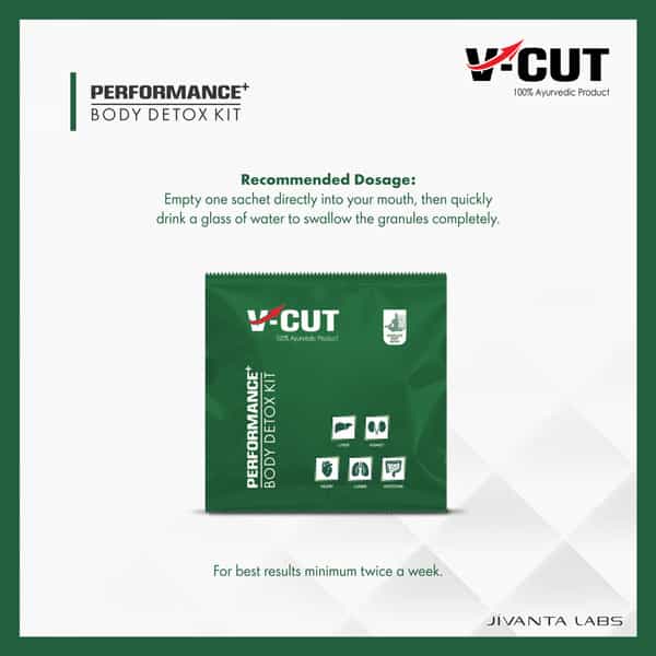 V-Cut Ayurvedic Body Detox Kit Herbal Detox | Liver Heart Kidney Lungs Metabolic Support -15 Sachets