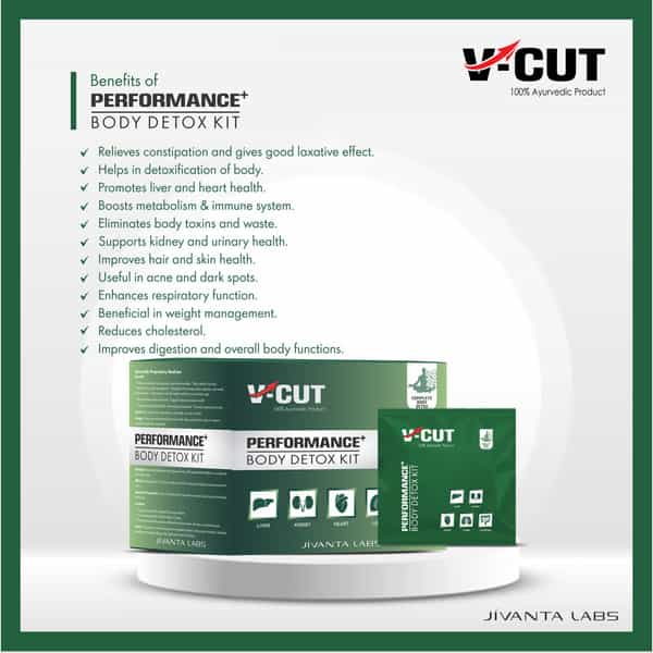 V-Cut Ayurvedic Body Detox Kit Herbal Detox | Liver Heart Kidney Lungs Metabolic Support -15 Sachets
