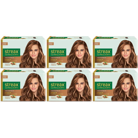 Streax Ultralights Hair Color Highlighting Kit For Women & Men 60ml (Pack Of 6) Vibrant Blonde