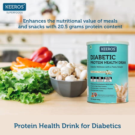 Keeros Diabetic Protein Health Drink Vanilla Flavor Tin 400 Gm