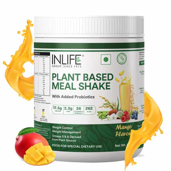 Inlife Plant Based Meal Replacement Shake | Plant Protein Powder (17.5 Protein) | 500G (Mango)