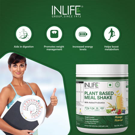 Inlife Plant Based Meal Replacement Shake | Plant Protein Powder (17.5 Protein) | 500g (Mango)