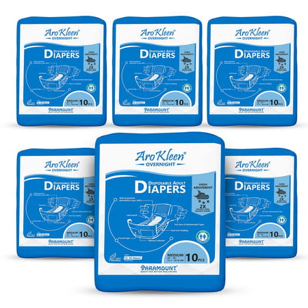 Aro Kleen Overnight Adult Diaper Tape Style Medium 10 Pcs Per Packet Pack Of 6