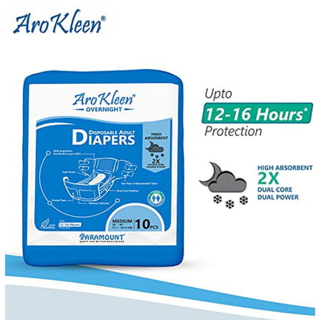 Aro Kleen Overnight Adult Diaper Tape Style Medium 10 Pcs Per Packet Pack Of 6
