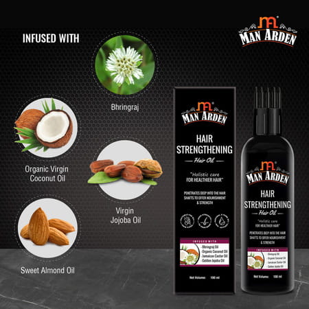 Man Arden Hair Strengthening Hair Oil Comb Applicator For Men Castor Oil Golden Jojoba Oil 100 Ml