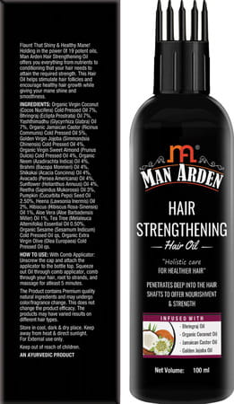 Man Arden Hair Strengthening Hair Oil Comb Applicator For Men Castor Oil Golden Jojoba Oil 100 Ml