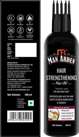 Man Arden Hair Strengthening Hair Oil Comb Applicator For Men Castor Oil Golden Jojoba Oil 100 Ml