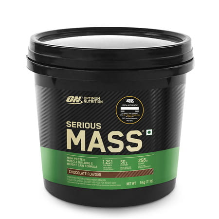 Optimum Nutrition (On) Serious Mass High Weight Gain Powder - 11 Lbs 5 Kg (Chocolate)