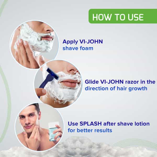 Vi-John Sensitive Skin Shaving Foam - Men | Vitamin E & Anti Bacterial Properties (300Ml+33% Extra)